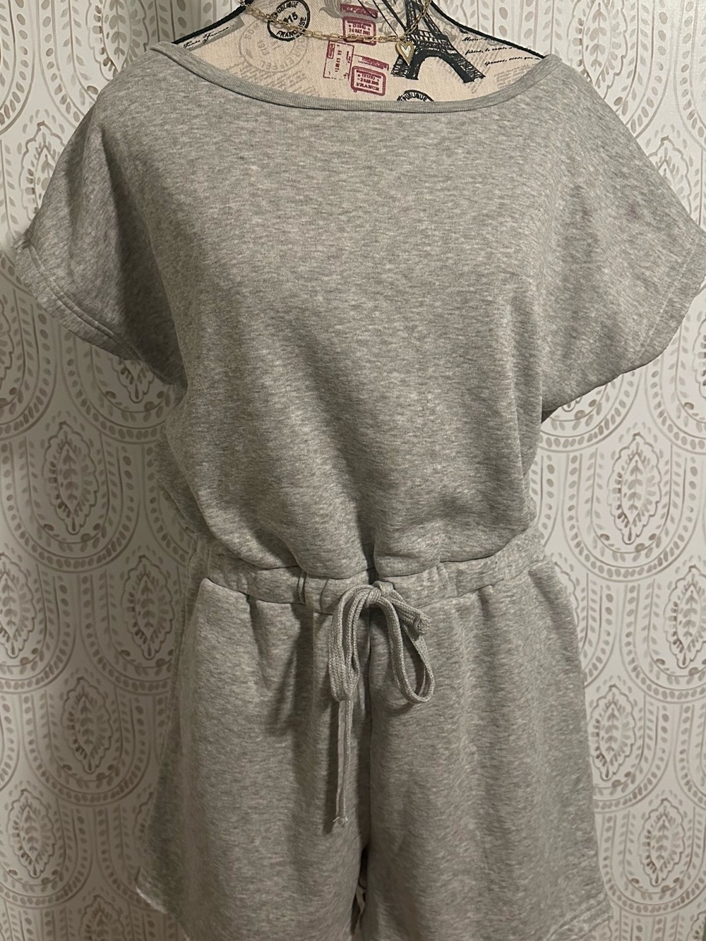 Double Zero Heather Gray Short Sleeve Romper